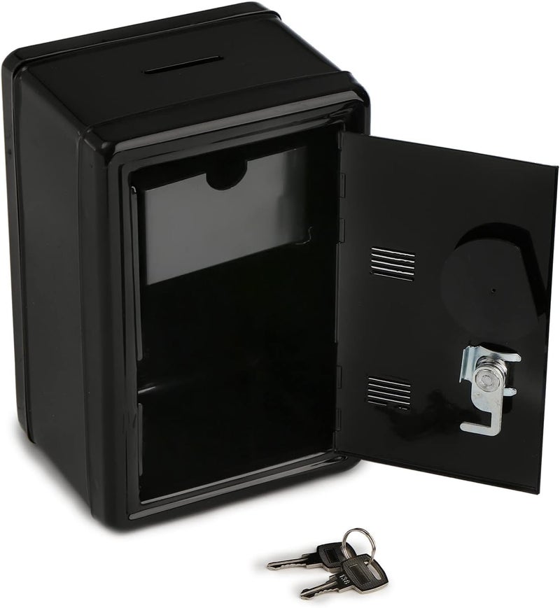 Frcctre Kids Safe Bank, Money Box with Coin Tray, Mini Locker Small Safe Storage Box Piggy Bank with Combination Lock and Key, 7" H x 4.7" Lx 3.9" W, Black - Image 3
