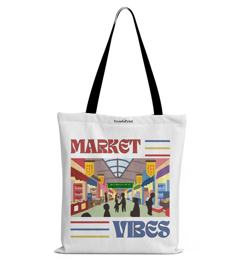 TrendoPrint Canvas White Tote Bags for Women with Zip 15Kgs Capacity, College Bag for Girls, 100% Organic Cotton Tote Bag for Shopping, Travel &Beach - Image 1
