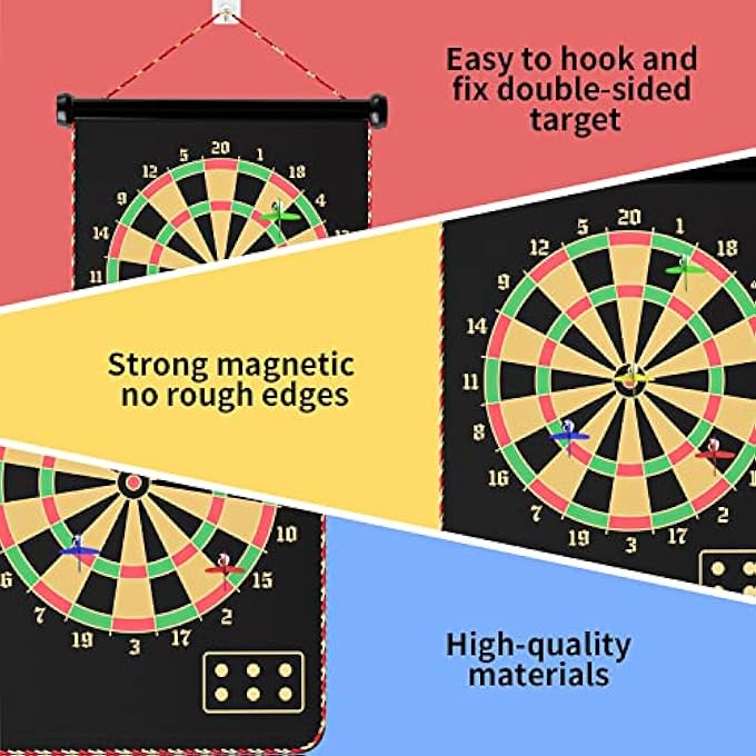 Mixi Magnetic Dart Board for Kids Outdoor Toys Kids Games Double Sided Dart Board Games Set for Boys with 10 Darts Best Toys Gifts for Teenage Boys Girls Age 5 6 7 8 9 10 11 12 13 14 15 16 Years - Image 2