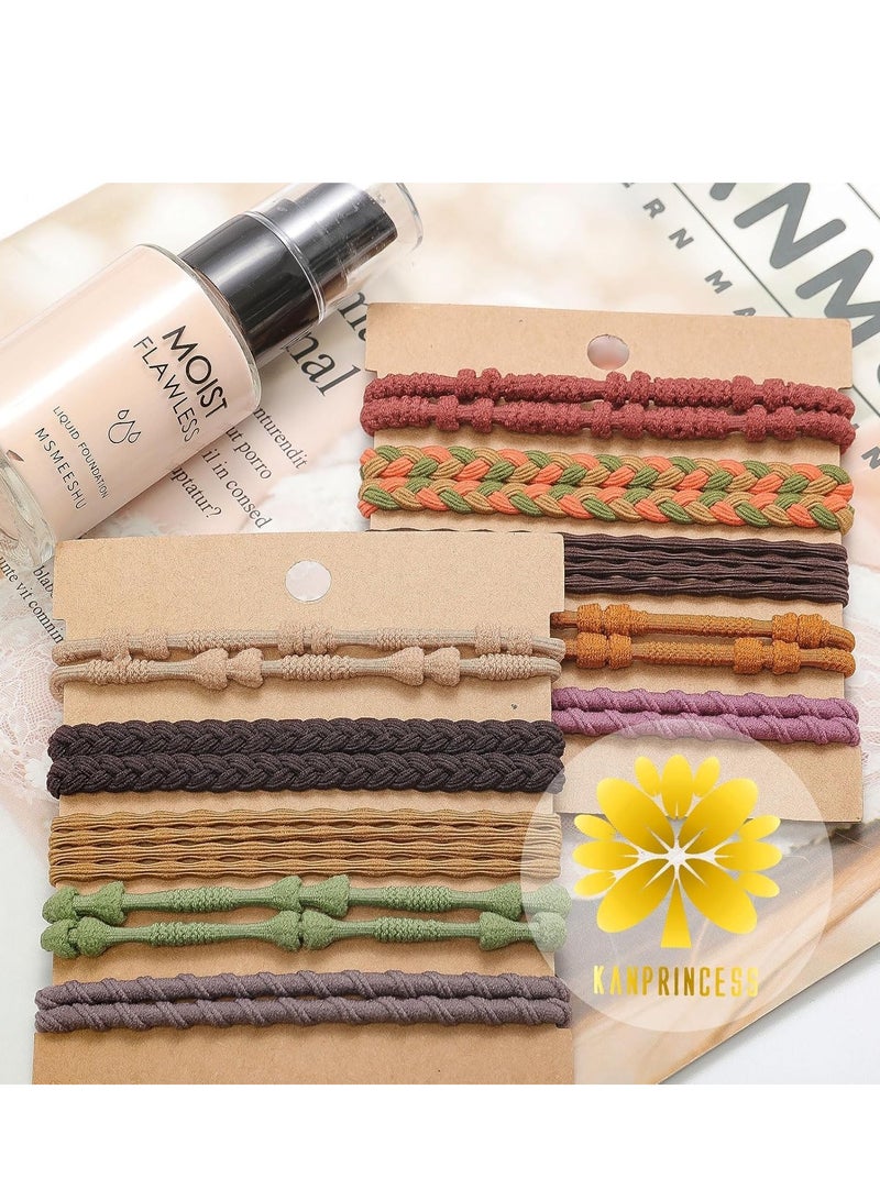 مجموعة ربطات الشعر، 20 قطعة ربطات شعر بوهو للفتيات، ربطات شعر مجعدة بني، 5 أنماط ربطة شعر ظريفة، ربطة شعر طويلة، شعر مجعد، شعر سميك أو ذيل حصان (10 ألوان) - Image 2