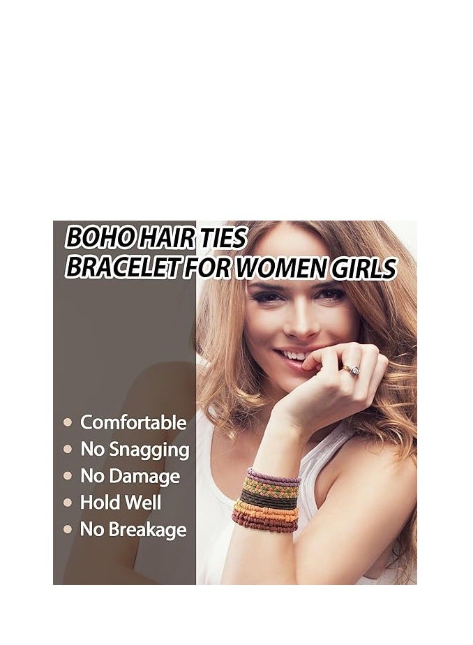 مجموعة ربطات الشعر، 20 قطعة ربطات شعر بوهو للفتيات، ربطات شعر مجعدة بني، 5 أنماط ربطة شعر ظريفة، ربطة شعر طويلة، شعر مجعد، شعر سميك أو ذيل حصان (10 ألوان) - Image 5