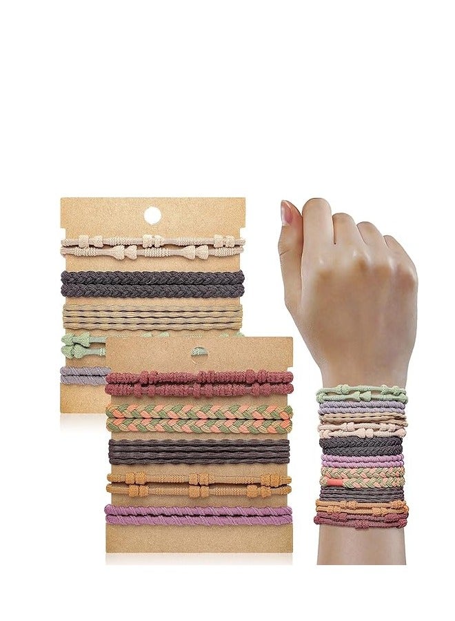 مجموعة ربطات الشعر، 20 قطعة ربطات شعر بوهو للفتيات، ربطات شعر مجعدة بني، 5 أنماط ربطة شعر ظريفة، ربطة شعر طويلة، شعر مجعد، شعر سميك أو ذيل حصان (10 ألوان) - Image 1