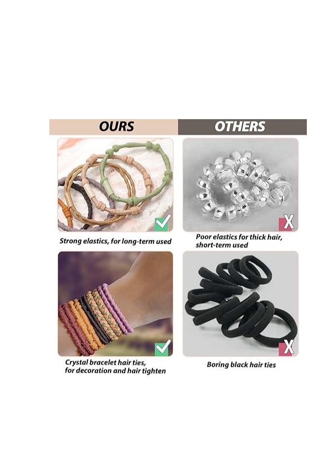 مجموعة ربطات الشعر، 20 قطعة ربطات شعر بوهو للفتيات، ربطات شعر مجعدة بني، 5 أنماط ربطة شعر ظريفة، ربطة شعر طويلة، شعر مجعد، شعر سميك أو ذيل حصان (10 ألوان) - Image 4