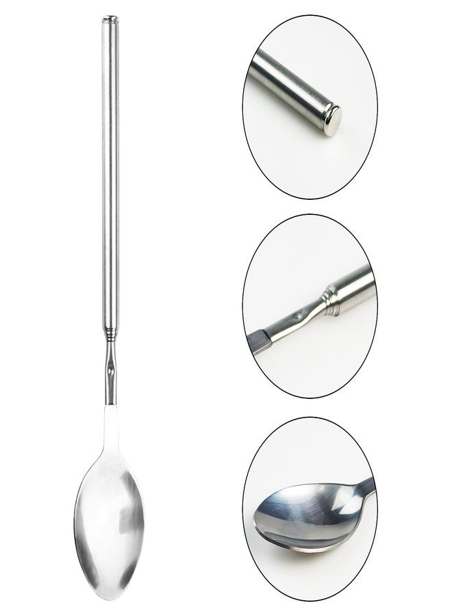 Flylin 2Pcs Telescopic Spoon, 9"~25" Stainless Steel Extendable Spoon for Dinner Mixing Cooking, Long Handle Retractable Spoons for Barbecue Tableware Supplies Iced Tea Spoons - Image 4