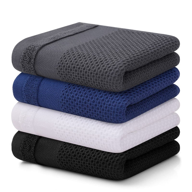 Homaxy 100% Cotton Waffle Weave Kitchen Towels  13 x 28 Inches Super Absorbent and Machine Washable Dish Towels for Drying Dishes  4-Packs  Mix Color - Image 1