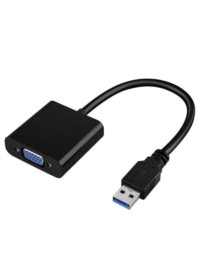 USB To VGA Projector Interface External Graphics USB 3.0 To VGA Converter Display Conversion Adapter-Color:Black - Image 2