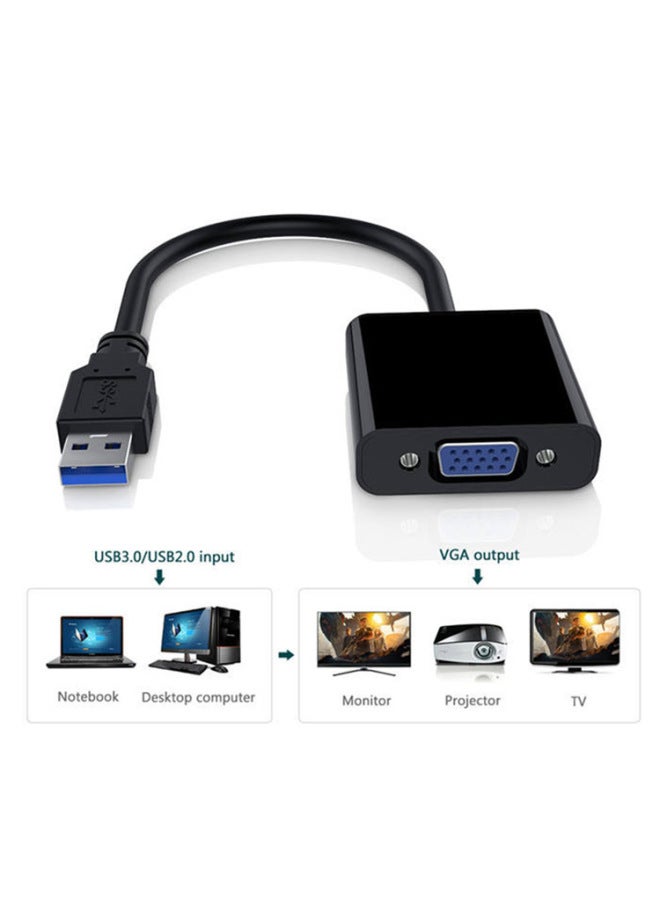 USB To VGA Projector Interface External Graphics USB 3.0 To VGA Converter Display Conversion Adapter-Color:Black - Image 4