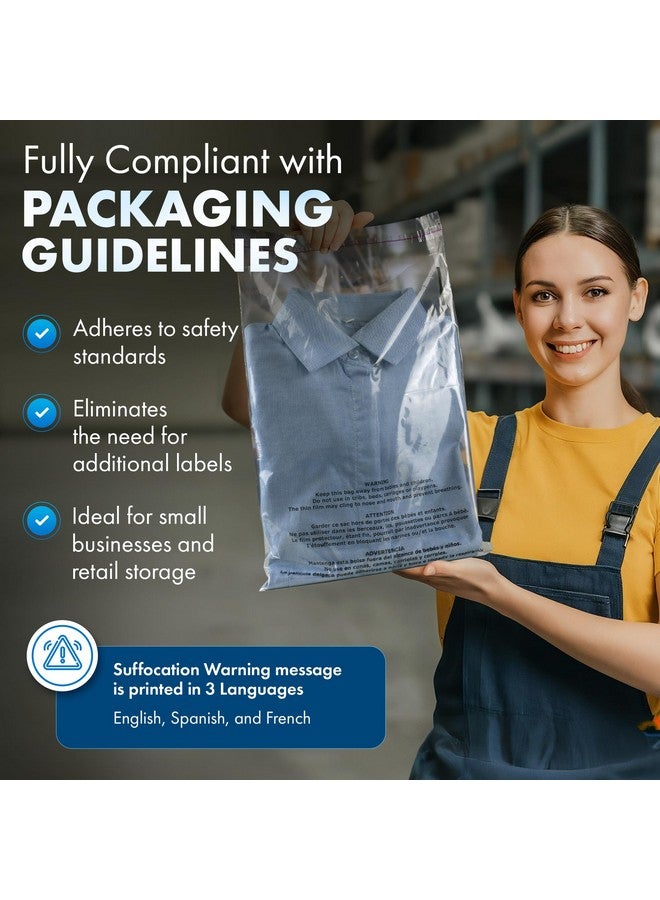 Shop4Mailers 10 X 13 Clear Plastic Flat Poly Bags With Suffocation Warning Self Seal Adhesive 1.5 Mil For Business Fba Packaging Jewelry Clothes Prints Storage Resealable 1.5 Mil (100 Pack) - Image 4