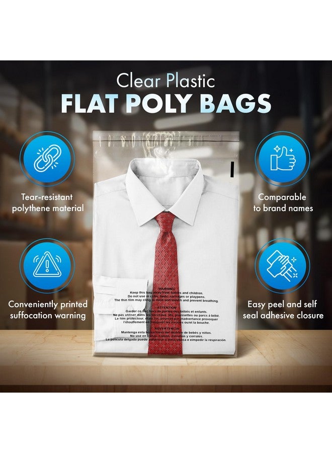 Shop4Mailers 10 X 13 Clear Plastic Flat Poly Bags With Suffocation Warning Self Seal Adhesive 1.5 Mil For Business Fba Packaging Jewelry Clothes Prints Storage Resealable 1.5 Mil (100 Pack) - Image 2