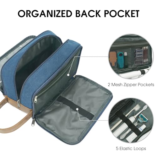 WANDF Travel Toiletry Bag for Men Large Toiletries Shaving Bag Water Resistant Hanging Dopp Kit Travel Accessories Bag for Women Men (Blue) - Image 4