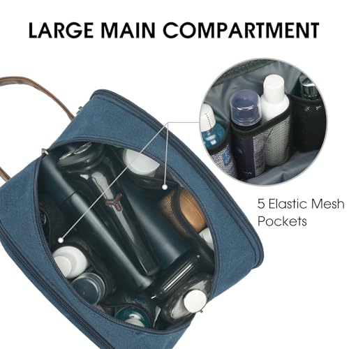WANDF Travel Toiletry Bag for Men Large Toiletries Shaving Bag Water Resistant Hanging Dopp Kit Travel Accessories Bag for Women Men (Blue) - Image 2