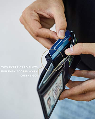 SERMAN BRANDS محفظة سیرمان براندز للرجال رقيقة قابلة للطي مع حجب RFID - محفظة جلدية كاملة الحبة للرجال - رقيقة وأنيقة (أزرق أطلنطي متميز) - Image 3