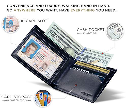 SERMAN BRANDS محفظة سیرمان براندز للرجال رقيقة قابلة للطي مع حجب RFID - محفظة جلدية كاملة الحبة للرجال - رقيقة وأنيقة (أزرق أطلنطي متميز) - Image 5