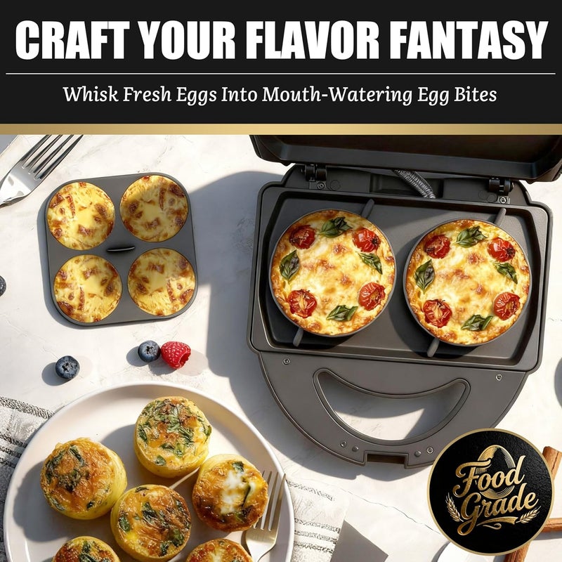 FineMade Silicone Egg Bite Molds for Instant Pot and Sous Vide Egg Bite Maker, 2 Pcs of 4 Inch Large Molds, 2 Pcs of 4-in-1 Mini Molds, Ideal for Breakfast Sandiwches, Healthy Snacks or Desserts - Image 2