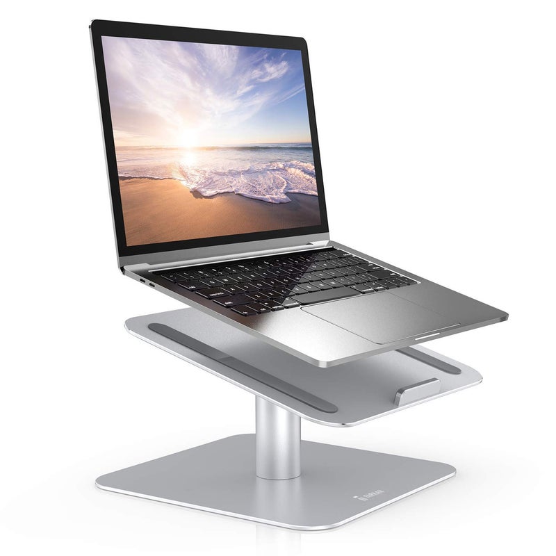 Tarkan Laptop Stand For Desk 360 Rotating Aluminium Mount Notebook Riser For 11 To 156 Inch Laptops Macbook Air Pro Hp Lenovo Dell Silver Tabletop - Image 1
