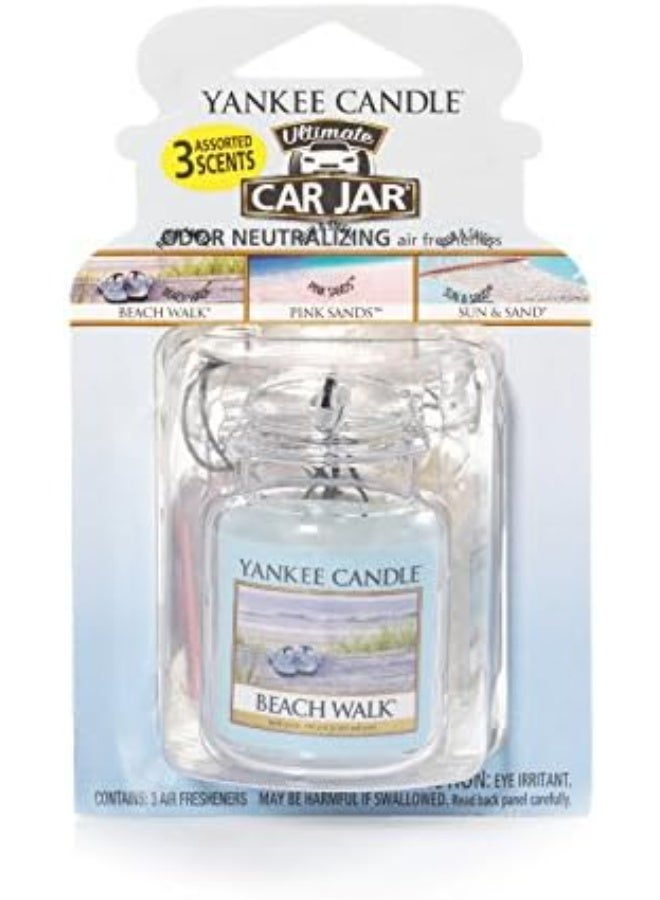 YANKEE CANDLE Yankee Candle Hanging Car Jar® Ultimate 3-Pack Air Fresheners Neutralizes Odors Up to 30 Days Includes: Beach Walk Pink Sands and Sun and Sand (Pack of 3) - Image 3