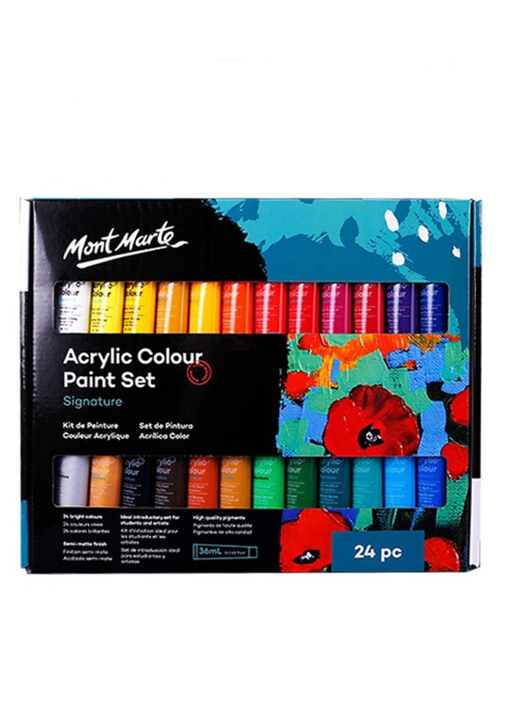 Mont Marte Acrylic Paint Set 24 pcs 36ml Tubes Ideal for Acrylic Painting Brilliant Lightfast Colours with Great Opacity  - Image 2