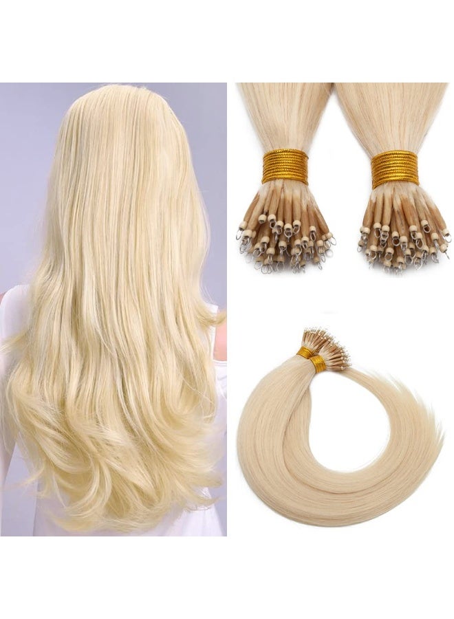 SEGO Nano Ring Bead Human Hair Extension Micro Rings Beads Loop Hand Tied Hairpiece Pre-bonded Nano Tip Remy Hair Extensions 22 Inch #4P27 Medium Brown&Dark Blonde 1g/strand 50g/pack - Image 1