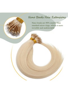 SEGO Nano Ring Bead Human Hair Extension Micro Rings Beads Loop Hand Tied Hairpiece Pre-bonded Nano Tip Remy Hair Extensions 22 Inch #4P27 Medium Brown&Dark Blonde 1g/strand 50g/pack  - Image 3