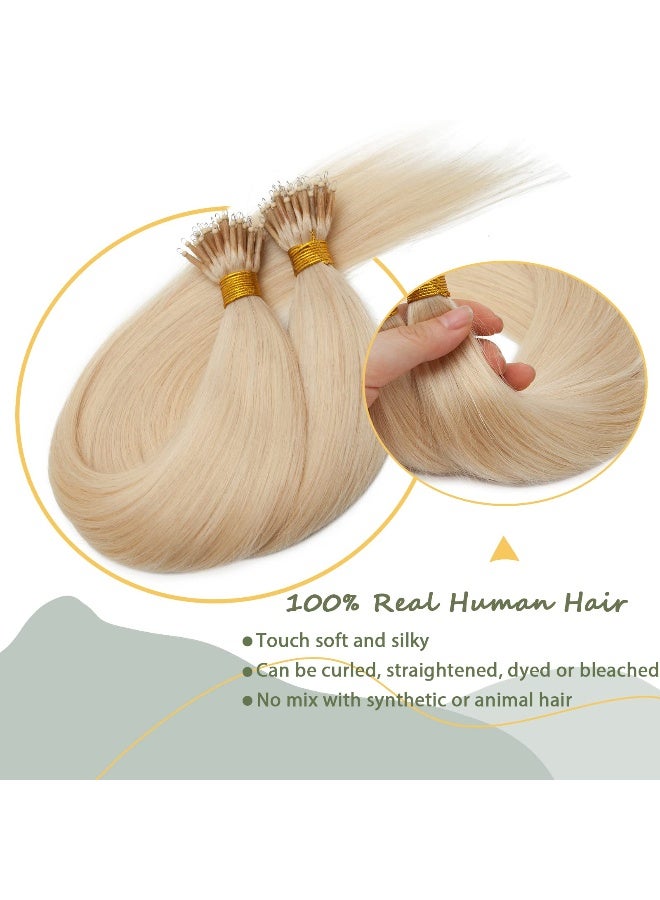 SEGO Nano Ring Bead Human Hair Extension Micro Rings Beads Loop Hand Tied Hairpiece Pre-bonded Nano Tip Remy Hair Extensions 22 Inch #4P27 Medium Brown&Dark Blonde 1g/strand 50g/pack - Image 2