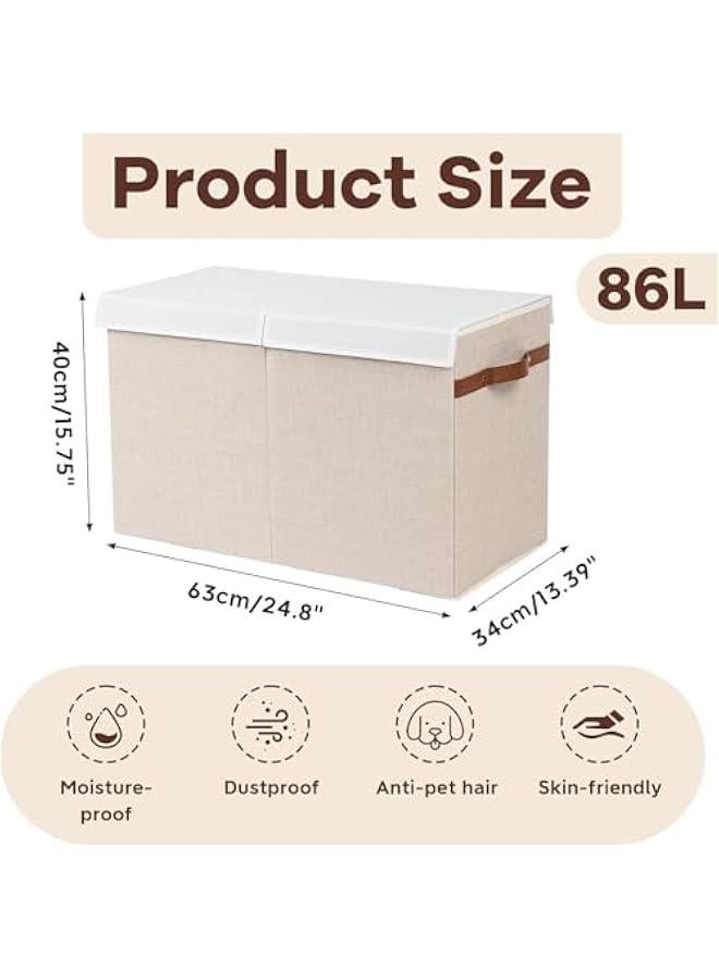 هوكور Durku Large Toy Storage Box with Lid, Sturdy Toys Storage Chest Bin Organizer Basket with Dividers for Kids, Boys, Girls, Nursery, Closet, Bedroom, Playroom 25x13 x16 (Beige) - Image 2