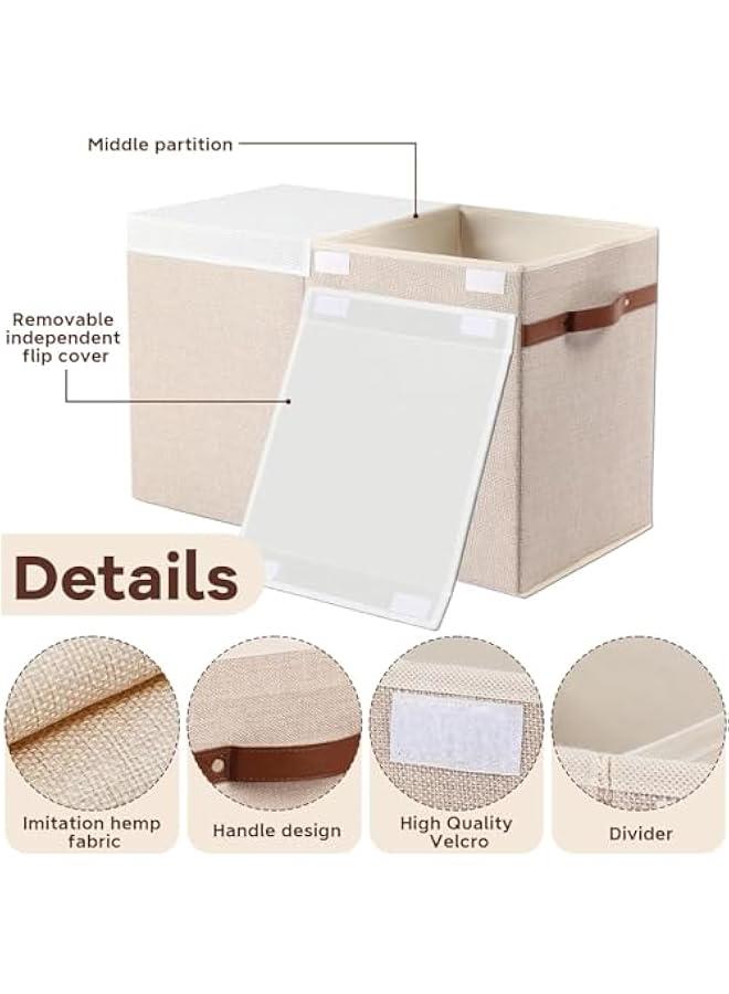 هوكور Durku Large Toy Storage Box with Lid, Sturdy Toys Storage Chest Bin Organizer Basket with Dividers for Kids, Boys, Girls, Nursery, Closet, Bedroom, Playroom 25x13 x16 (Beige) - Image 3