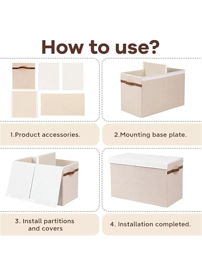 هوكور Durku Large Toy Storage Box with Lid, Sturdy Toys Storage Chest Bin Organizer Basket with Dividers for Kids, Boys, Girls, Nursery, Closet, Bedroom, Playroom 25x13 x16 (Beige) - Image 5