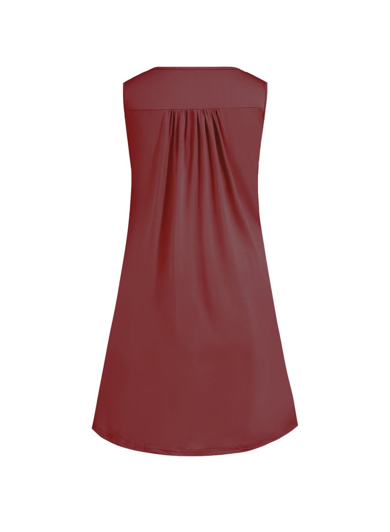 Sleeveless Beach Wear Dress Light Wine Red - Image 4