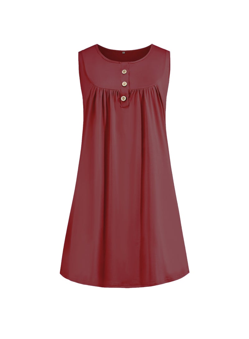 Sleeveless Beach Wear Dress Light Wine Red - Image 3