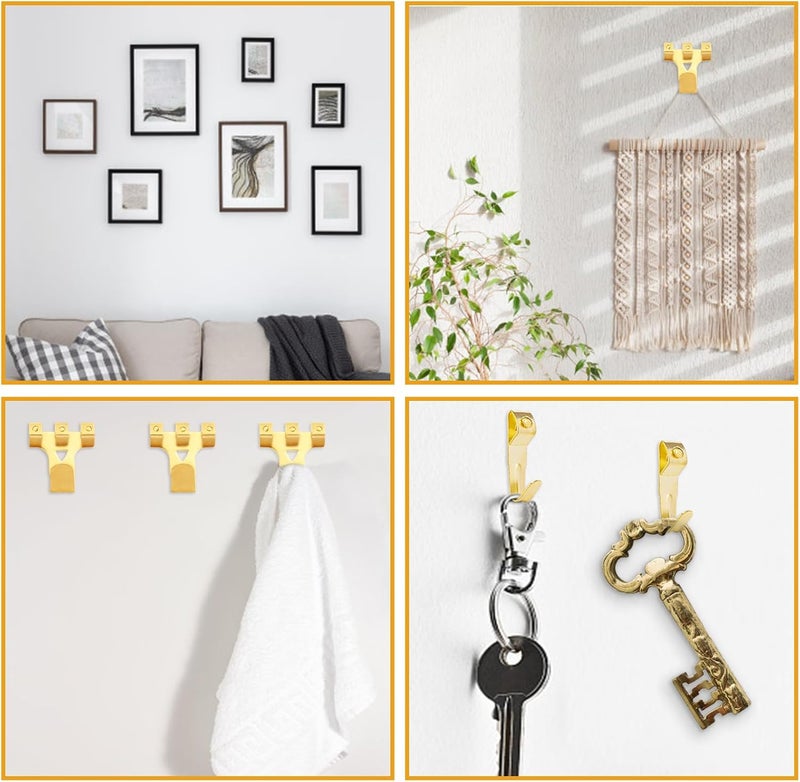 KURUI Picture Hangers, 385Pcs Picture Hanging Kit with Heavy Duty Picture Hanging Hooks, Sawtooth, Hardware Nails and Picture Hanging Tool, Wall Hangers for Frame, Painting, Art, Photo (Gold) - Image 5