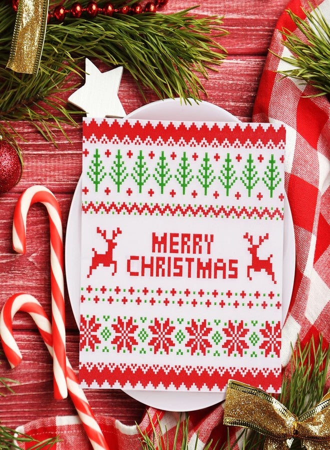 Whaline 80 Pack Christmas Napkins 6.5 x 6.5 Inch Ugly Sweater Disposable Napkins Merry Christmas Dinner Napkins Red Green Holiday Paper Napkins for Xmas Winter Birthday Supplies Party Decoration - Image 5