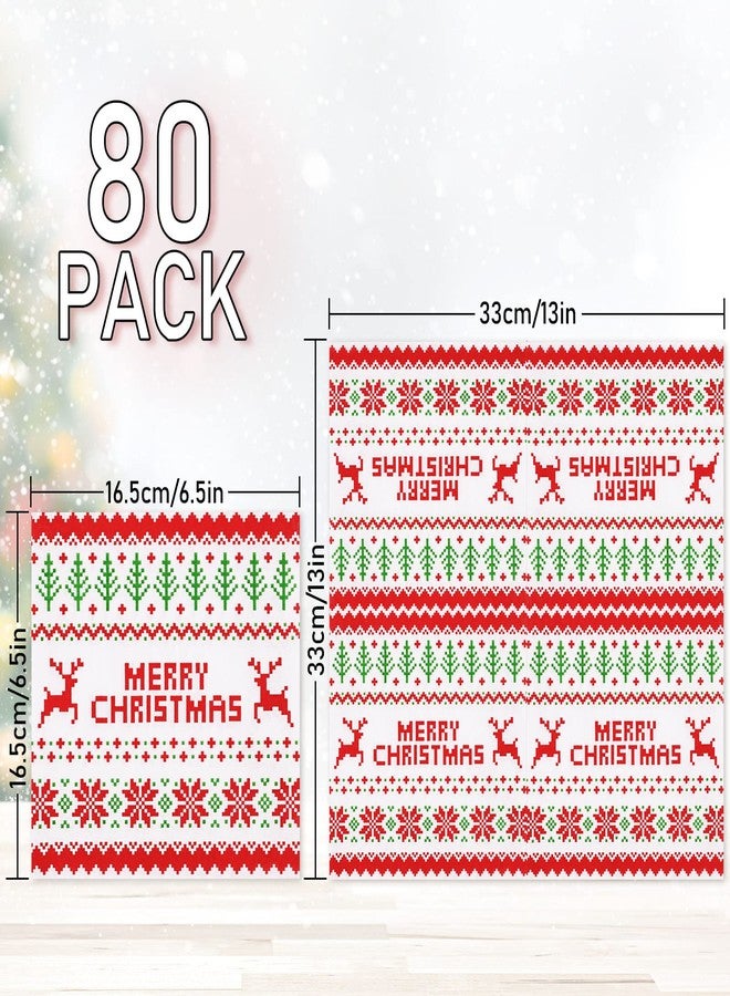 Whaline 80 Pack Christmas Napkins 6.5 x 6.5 Inch Ugly Sweater Disposable Napkins Merry Christmas Dinner Napkins Red Green Holiday Paper Napkins for Xmas Winter Birthday Supplies Party Decoration - Image 2