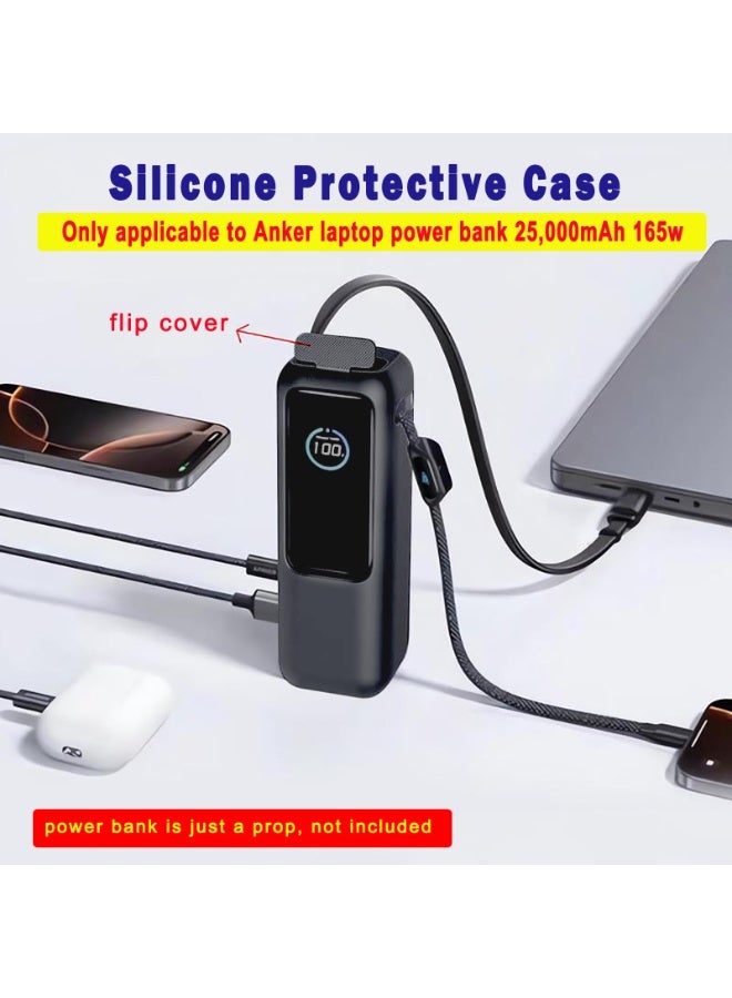 1 Pack Thick 1.5mm Silicone Case for Anker Zolo Power Bank (25000mAh 165W) - Protective Cover for Anker Laptop Portable Charger 165w, Full - wrap Protection with Precise Port Cutouts (Black) - Image 2