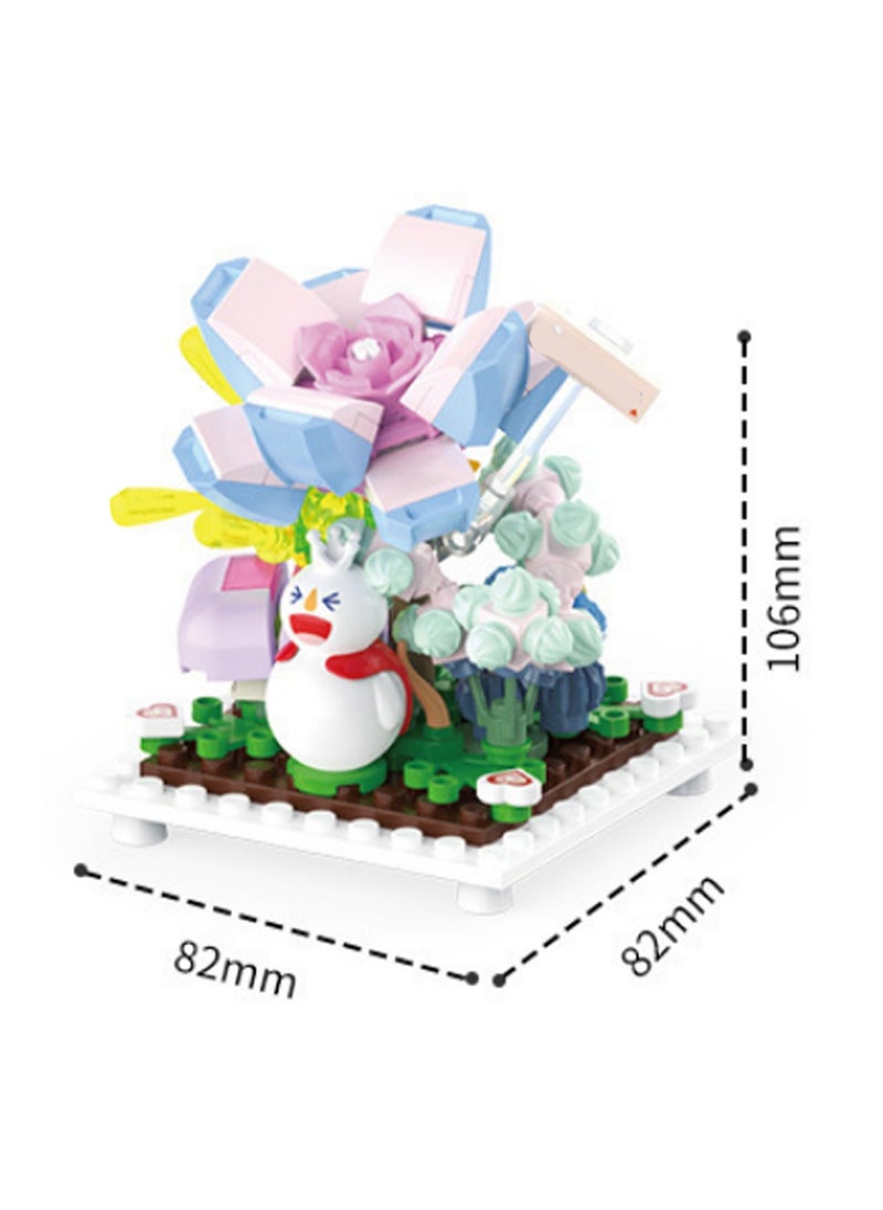 Blue Flower Model Set Plant Building Blocks Creative Diy Assembly Simulation Building Assembly Toys Children Adult Home Decoration  - Image 2