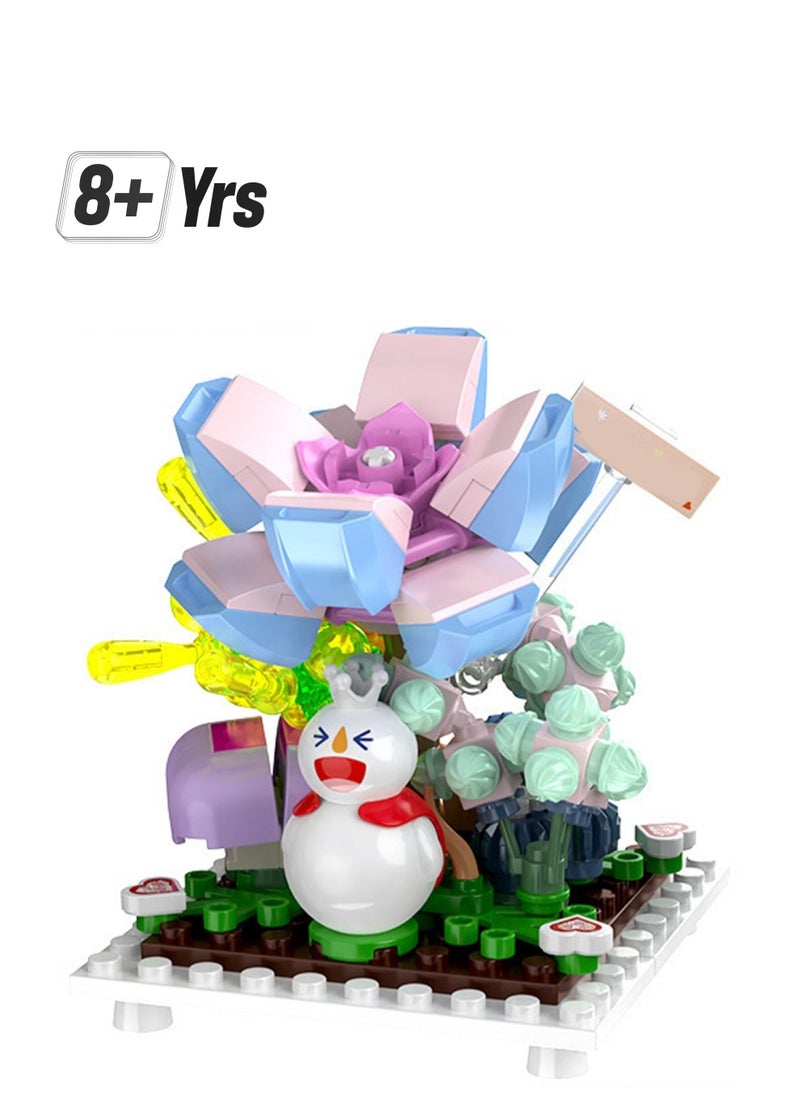 Blue Flower Model Set Plant Building Blocks Creative Diy Assembly Simulation Building Assembly Toys Children Adult Home Decoration  - Image 1