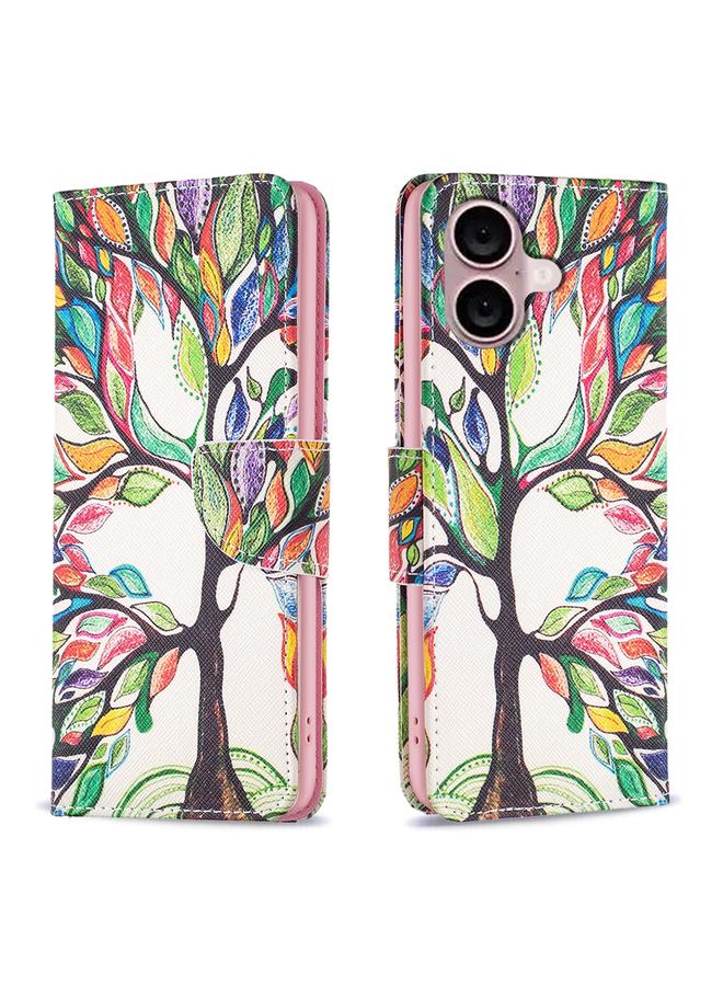 S-TOP Case For iPhone 16 Colored Drawing Pattern Leather Phone Case - Image 1