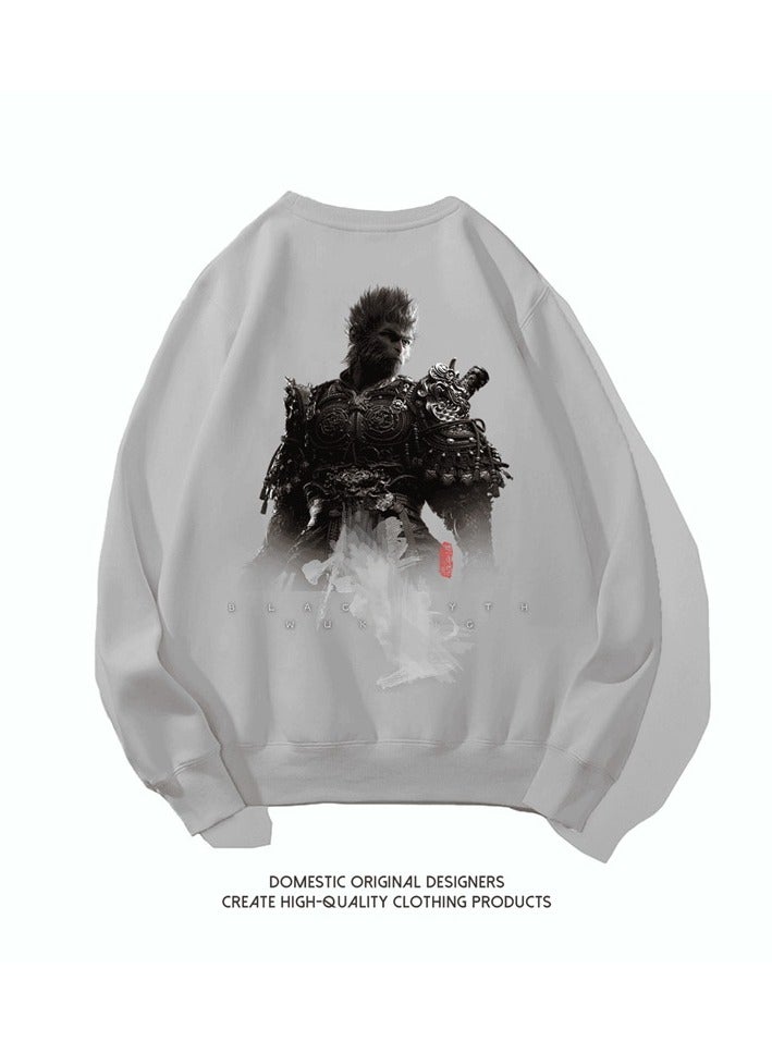 MQD Black Mythical Loose Round Neck Hoodie 