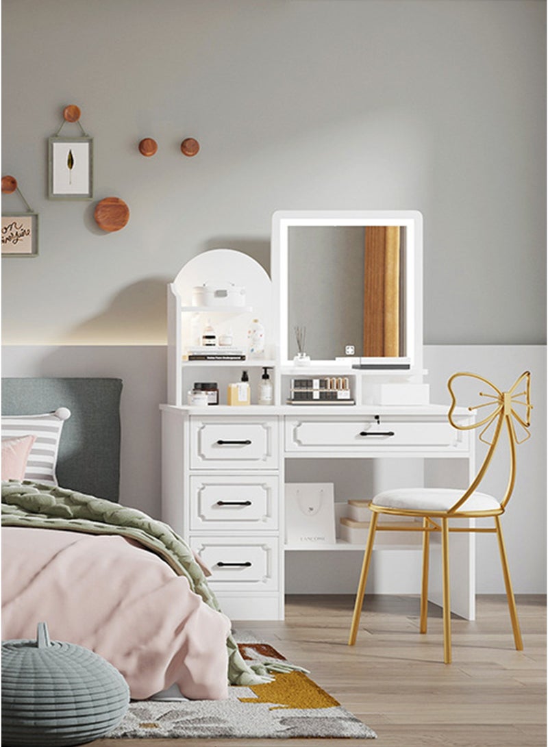 Sharpdo Modern Minimalist Dressing Table for Bedroom with LED Mirror and Drawer Storage Vanity Table Makeup Table Witht Mirror Brown 100*40*137 cm - Image 2