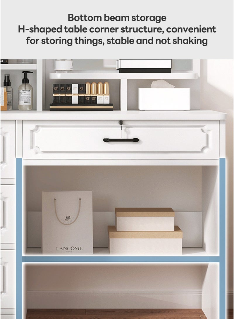 Sharpdo Modern Minimalist Dressing Table for Bedroom with LED Mirror and Drawer Storage Vanity Table Makeup Table Witht Mirror Brown 100*40*137 cm - Image 5