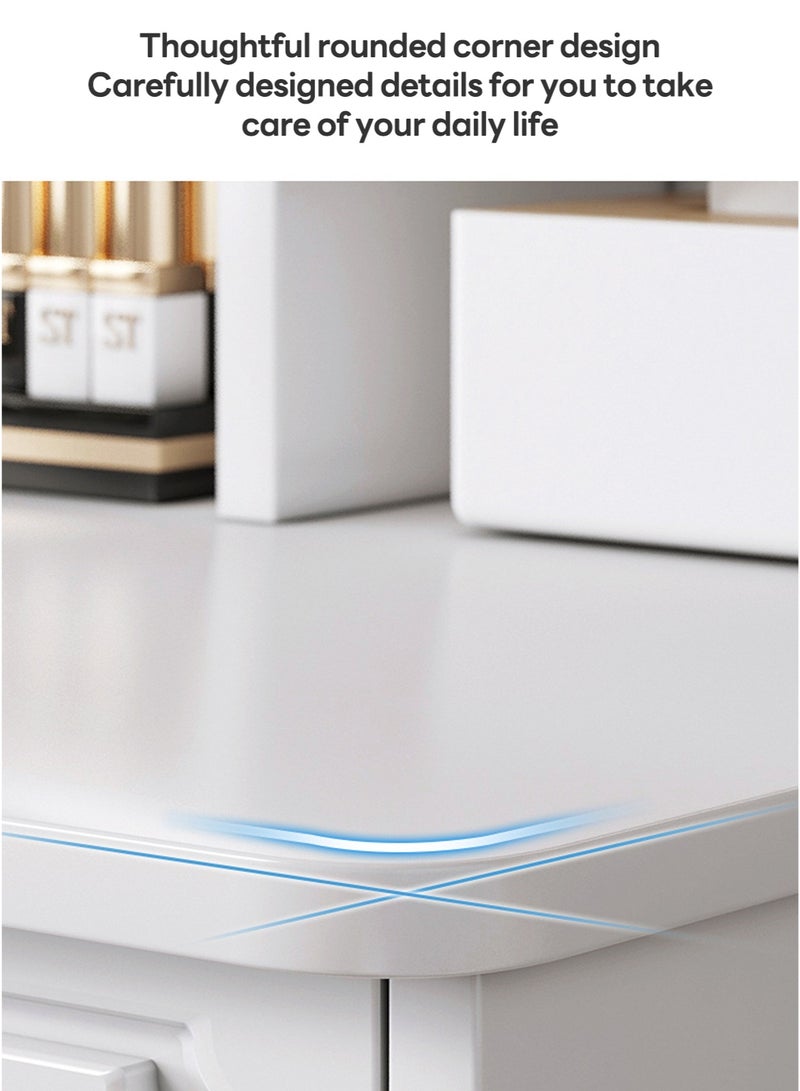 Sharpdo Modern Minimalist Dressing Table for Bedroom with LED Mirror and Drawer Storage Vanity Table Makeup Table Witht Mirror Brown 100*40*137 cm - Image 3