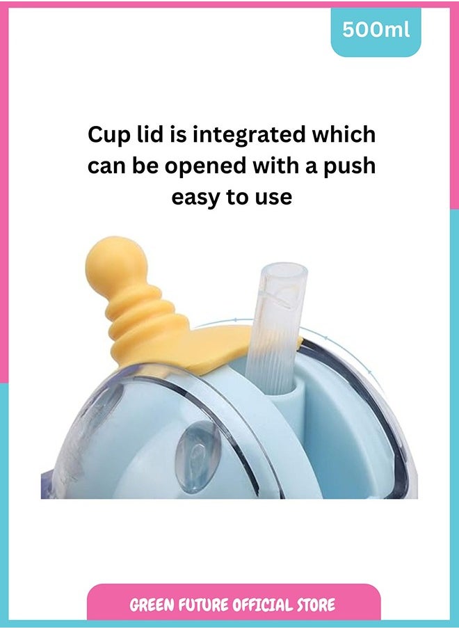 Little Angel Kids Water Bottle, High Quality 500ml - Leak-Proof with Straw and Strap, Portable and Durable Design for Toddlers & Young Children - Cute Space Design- Pink  - Image 3