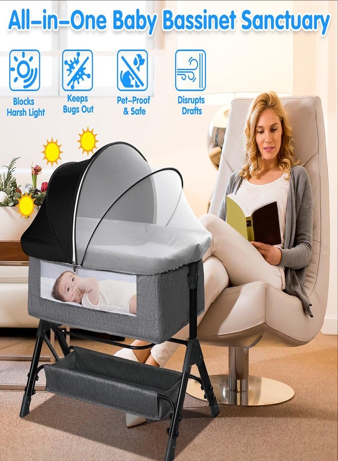 WANRU Bassinet Mosquito Net Cover - Half-Blackout Mosquito Net for Baby Crib & Bedside Sleeper, Breathable Crib net with 2-Way Zipper, Sun-Blocking Baby Mosquito Net Cover (Black-Small) - Image 4