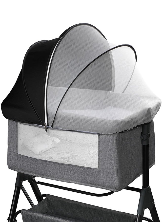 WANRU Bassinet Mosquito Net Cover - Half-Blackout Mosquito Net for Baby Crib & Bedside Sleeper, Breathable Crib net with 2-Way Zipper, Sun-Blocking Baby Mosquito Net Cover (Black-Small) - Image 1