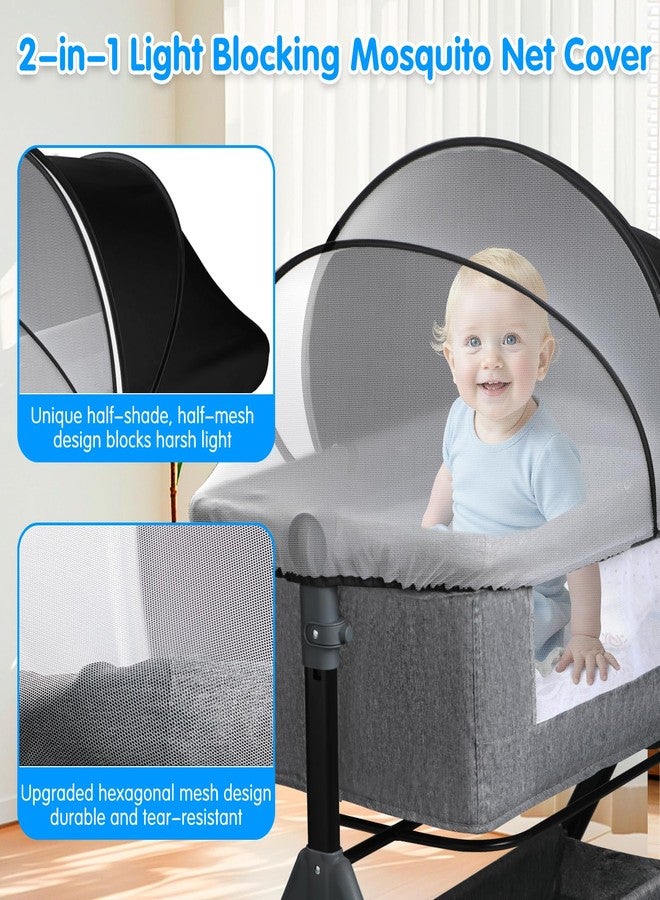 WANRU Bassinet Mosquito Net Cover - Half-Blackout Mosquito Net for Baby Crib & Bedside Sleeper, Breathable Crib net with 2-Way Zipper, Sun-Blocking Baby Mosquito Net Cover (Black-Small) - Image 2