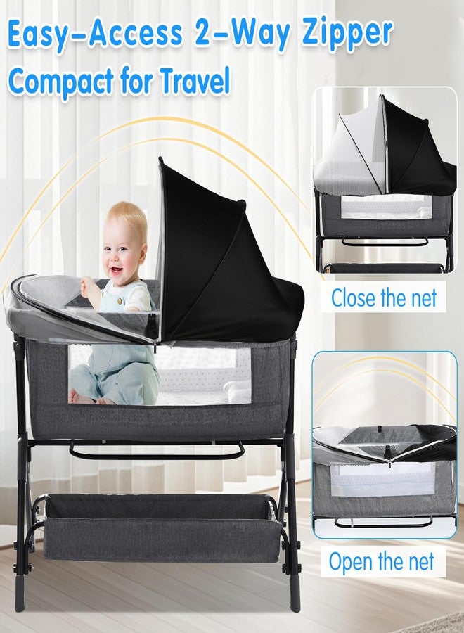 WANRU Bassinet Mosquito Net Cover - Half-Blackout Mosquito Net for Baby Crib & Bedside Sleeper, Breathable Crib net with 2-Way Zipper, Sun-Blocking Baby Mosquito Net Cover (Black-Small) - Image 5