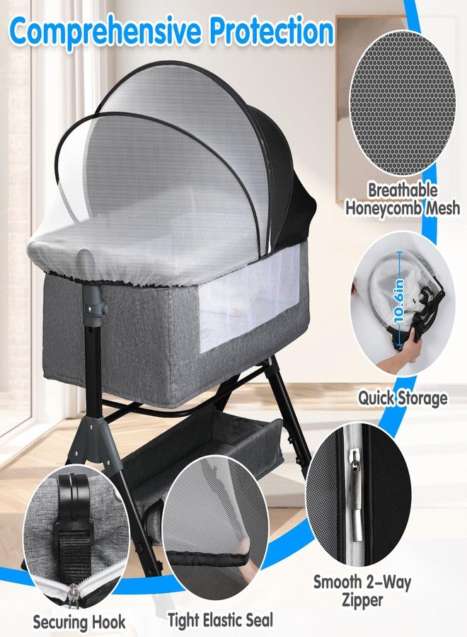 WANRU Bassinet Mosquito Net Cover - Half-Blackout Mosquito Net for Baby Crib & Bedside Sleeper, Breathable Crib net with 2-Way Zipper, Sun-Blocking Baby Mosquito Net Cover (Black-Small) - Image 3