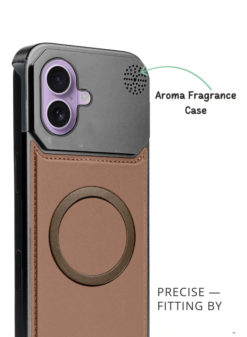 Wtech Apple iPhone 17 5G 2025 Metal Frameless Case Metallic Vegan Leather Magsafe Support Hard Case Cover (MCMPMN) - Brown - Image 4