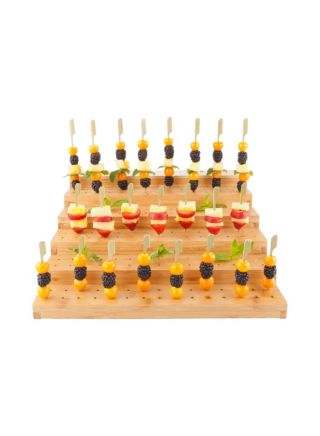Restaurantware Multi Level Rectangular Bamboo Food Skewer Holder: Perfect for Cocktail Parties and Catering Events - Six Level Biodegradable Pick Stand and Food Display - 180 Holes - 1-CT  - Image 2