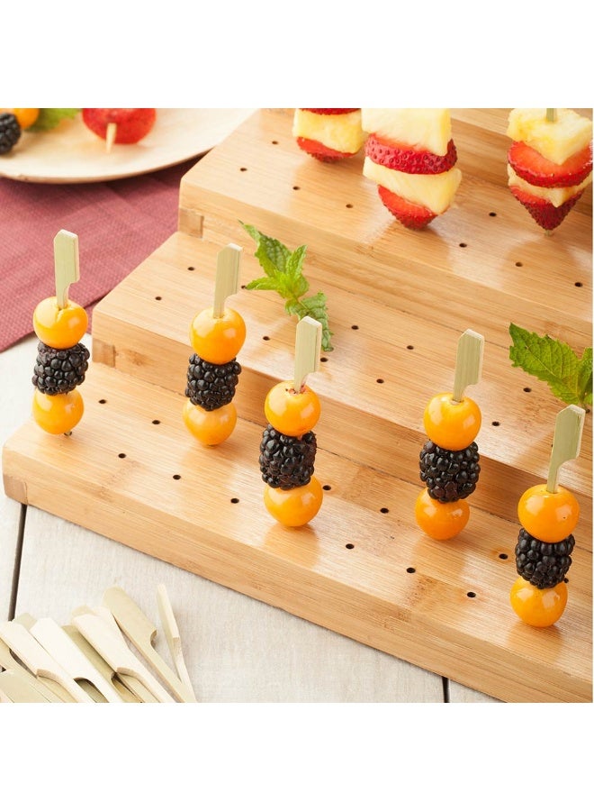 Restaurantware Multi Level Rectangular Bamboo Food Skewer Holder: Perfect for Cocktail Parties and Catering Events - Six Level Biodegradable Pick Stand and Food Display - 180 Holes - 1-CT  - Image 3