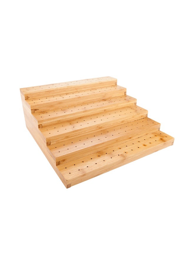 Restaurantware Multi Level Rectangular Bamboo Food Skewer Holder: Perfect for Cocktail Parties and Catering Events - Six Level Biodegradable Pick Stand and Food Display - 180 Holes - 1-CT  - Image 1